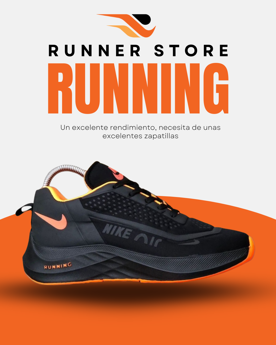 Nike Air Running Negro Naranja
